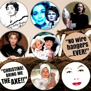 Mommie Dearest Movie Button Pins Gay Art